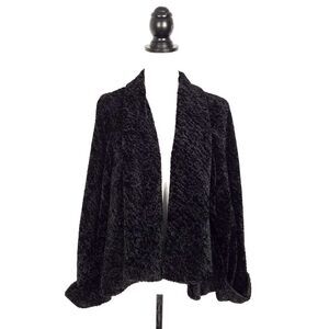 Connected Apparel Velvet Open Front Long Sleeve Cardigan Jacket Black Si…
